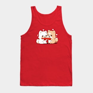 Cute dogs sharing a sausage Tank Top